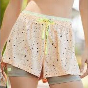 P.E Nation Speckled Athletic Shorts with Neon Trim